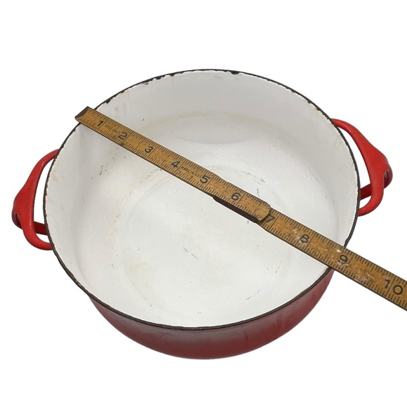 Vintage Dansk Kobenstyle Enamelware Red Dutch Oven/Casserole Round, France 8.5" - Picture 7 of 12